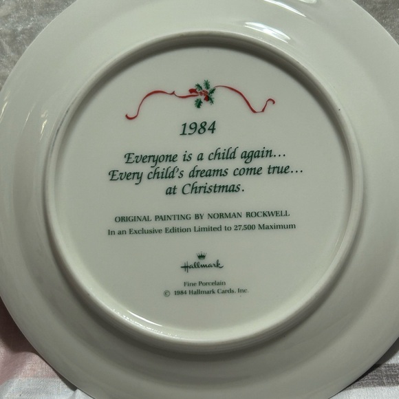 Hallmark 1986 Norman Rockwell Christmas Plate Vintage Limited Edition - Picture 2 of 3